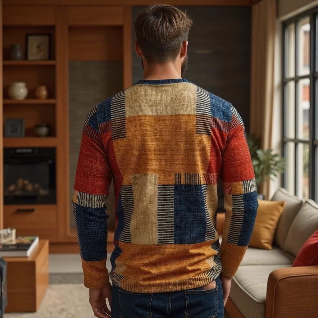 Nestor | Pull en Cachemire Multicolore à Col Rond pour Homme