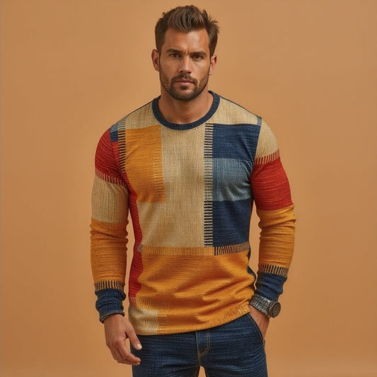 Nestor | Pull en Cachemire Multicolore à Col Rond pour Homme