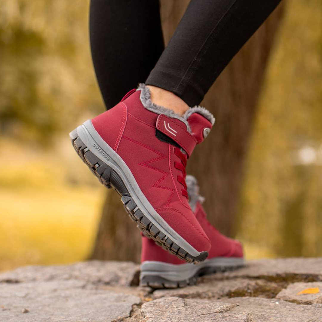 Léonie | Baskets d'hiver doublées en polaire avec lacets et bandes Velcro