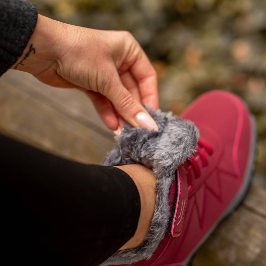 Léonie | Baskets d'hiver doublées en polaire avec lacets et bandes Velcro