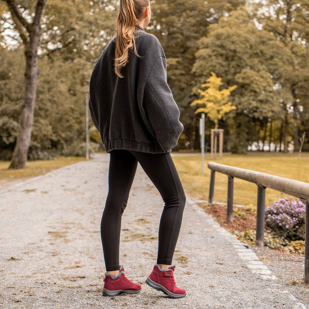 Léonie | Baskets d'hiver doublées en polaire avec lacets et bandes Velcro