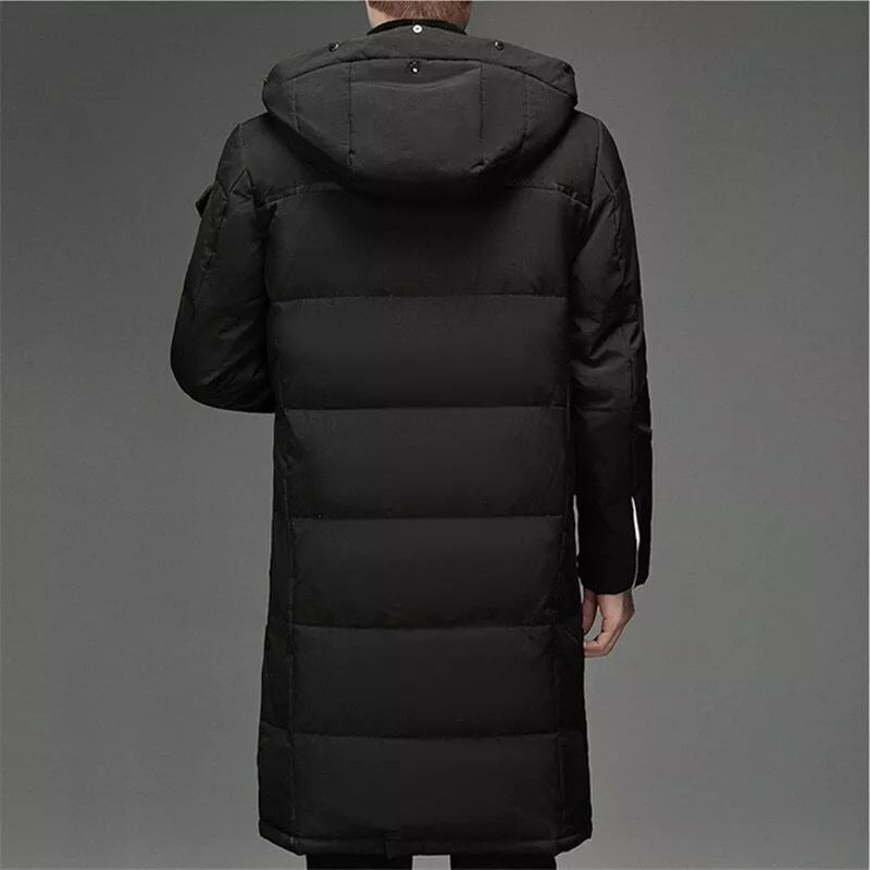 Ismaël | Manteau Long Hiver Homme Matelassé à Capuche en Fourrure, Fermeture Éclair