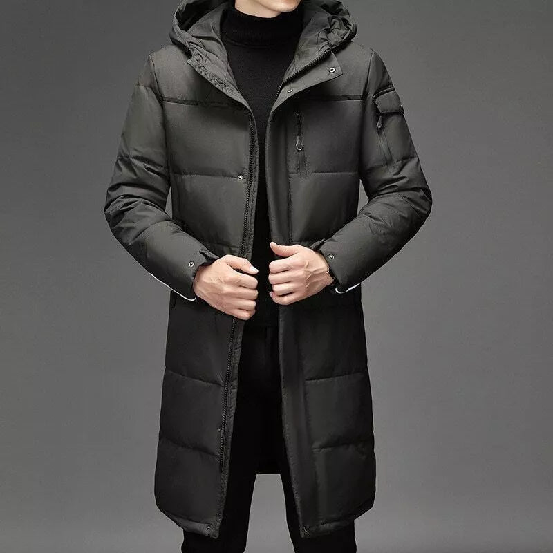 Ismaël | Manteau Long Hiver Homme Matelassé à Capuche en Fourrure, Fermeture Éclair