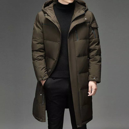 Ismaël | Manteau Long Hiver Homme Matelassé à Capuche en Fourrure, Fermeture Éclair