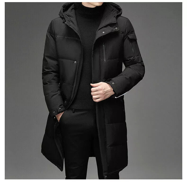 Ismaël | Manteau Long Hiver Homme Matelassé à Capuche en Fourrure, Fermeture Éclair