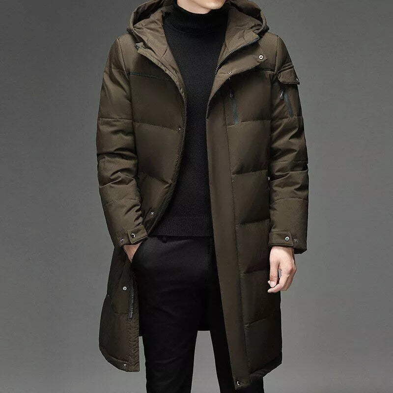 Ismaël | Manteau Long Hiver Homme Matelassé à Capuche en Fourrure, Fermeture Éclair