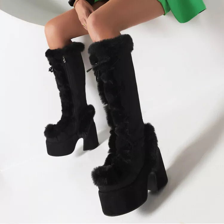 Jeanne | Bottes à Talons Hauts avec Plateforme et Doublure en Fourrure pour Femme