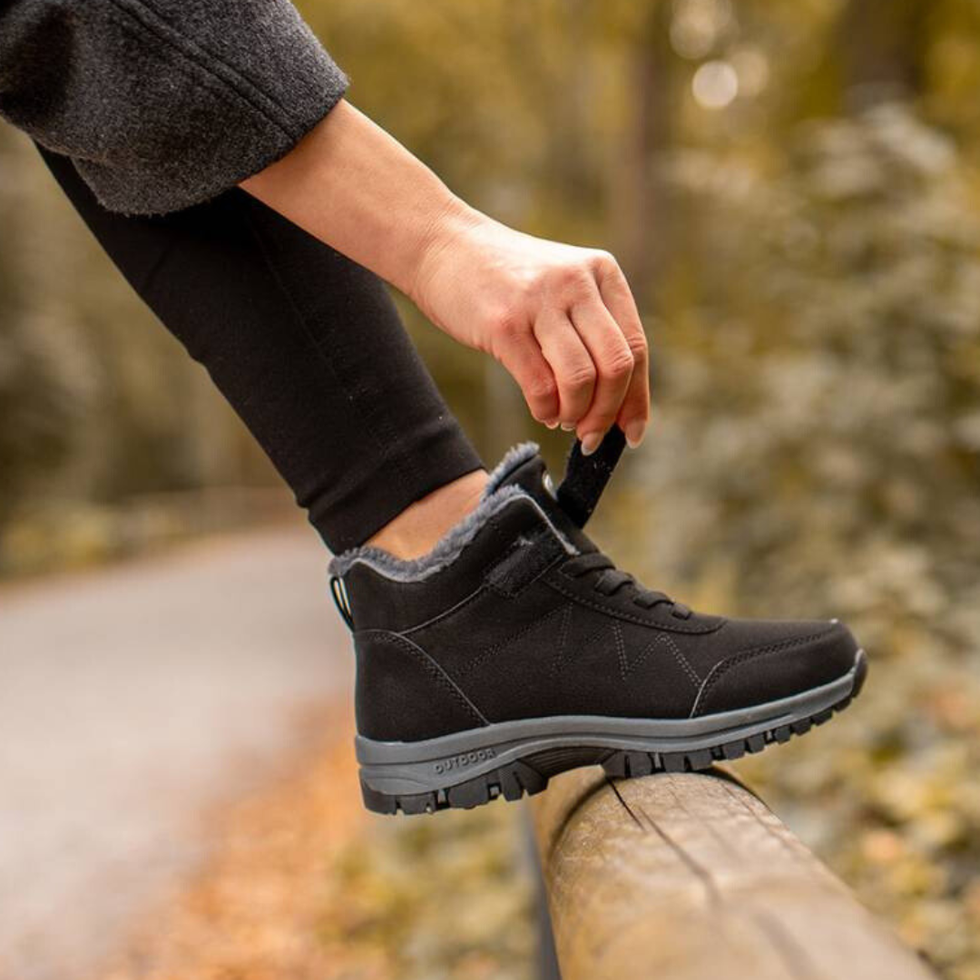 Léonie | Baskets d'hiver doublées en polaire avec lacets et bandes Velcro