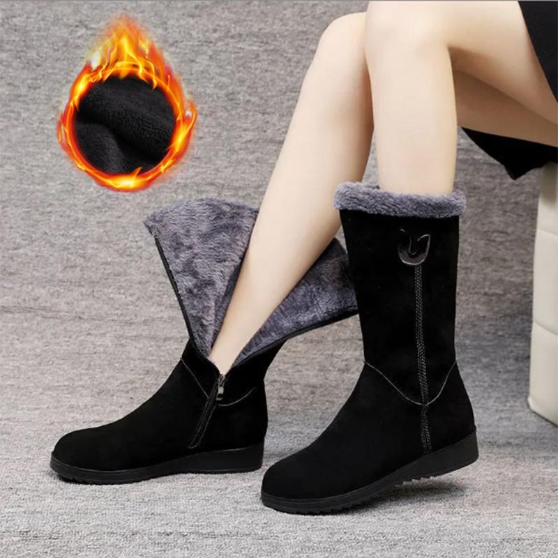 Soline | Bottines Plateformes à Zip Latéral et Doublure en Fleece pour Femmes