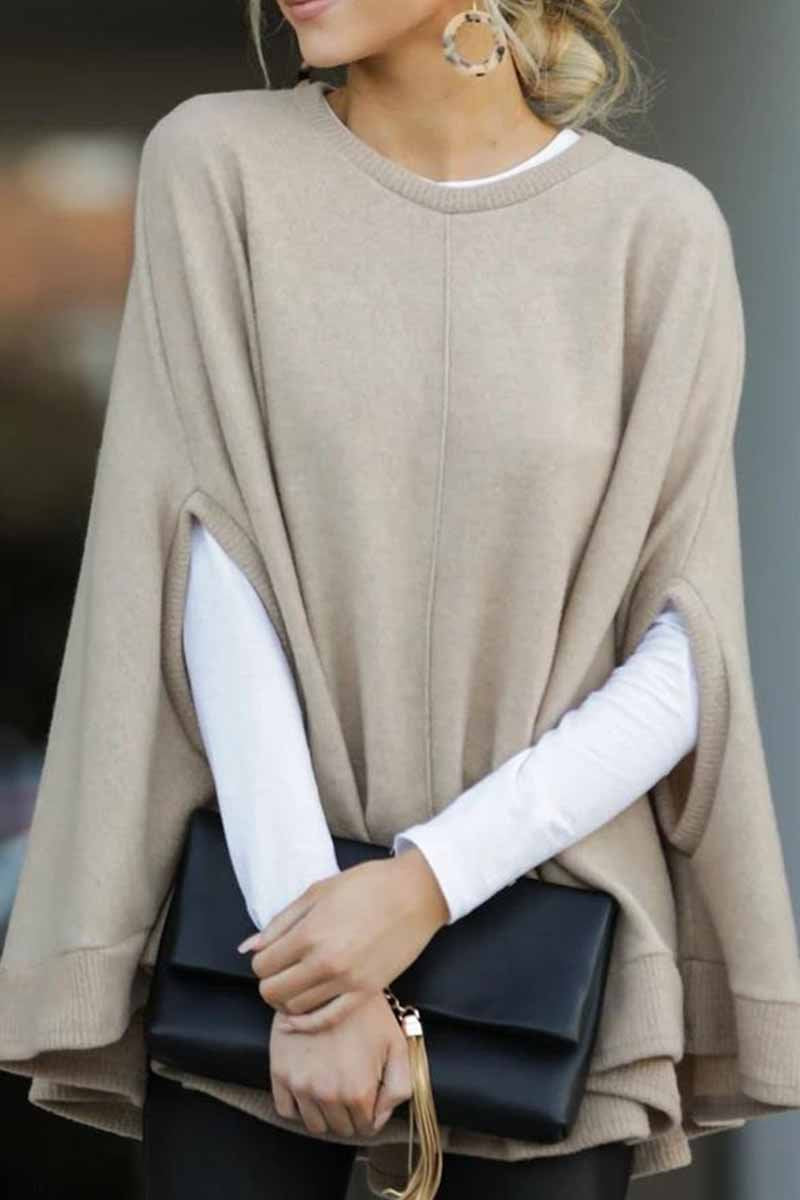 Phelisse | Pull Femme à Col Rond et Style Cape, Coupe Ample – Confort et Élégance pour l'Hiver