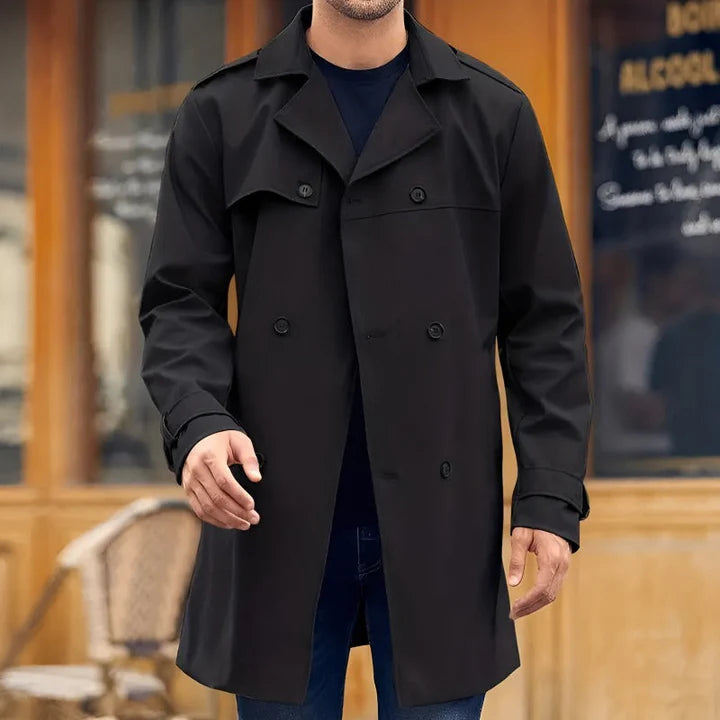 Hugo | Manteau Long Double Boutonnage pour Hommes avec Col à Revers