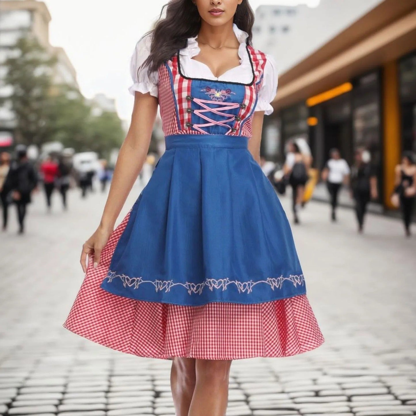 Gretta | Dirndl traditionnel à carreaux – Style parfait pour Oktoberfest