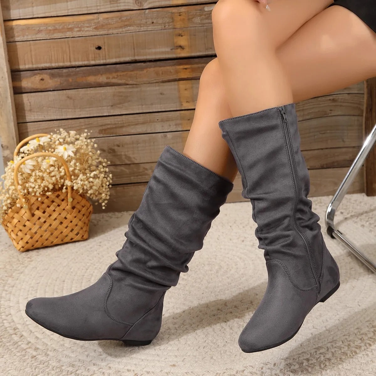 Roslina | Bottes hautes avec semelle plate