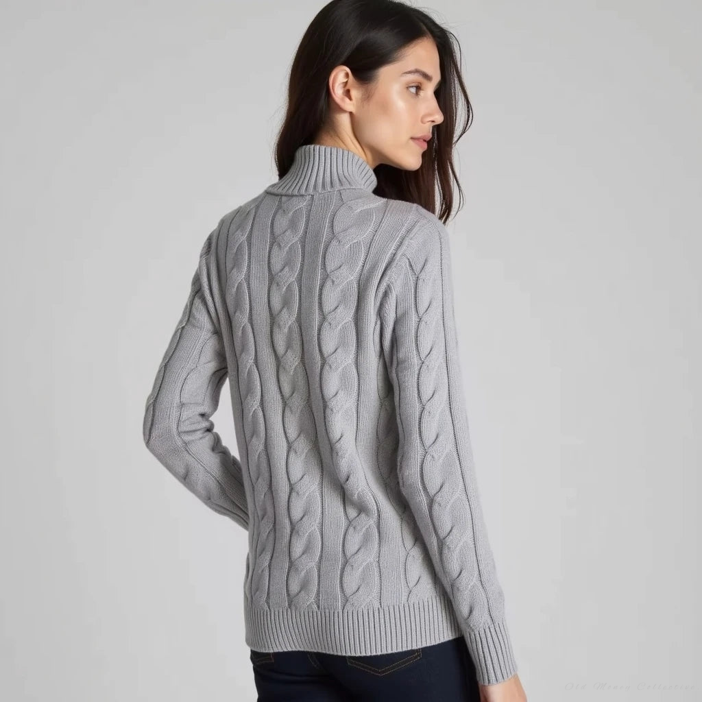 Lornice | Pull en Coton avec Fermeture Éclair et Col Montant Tissé pour Femme