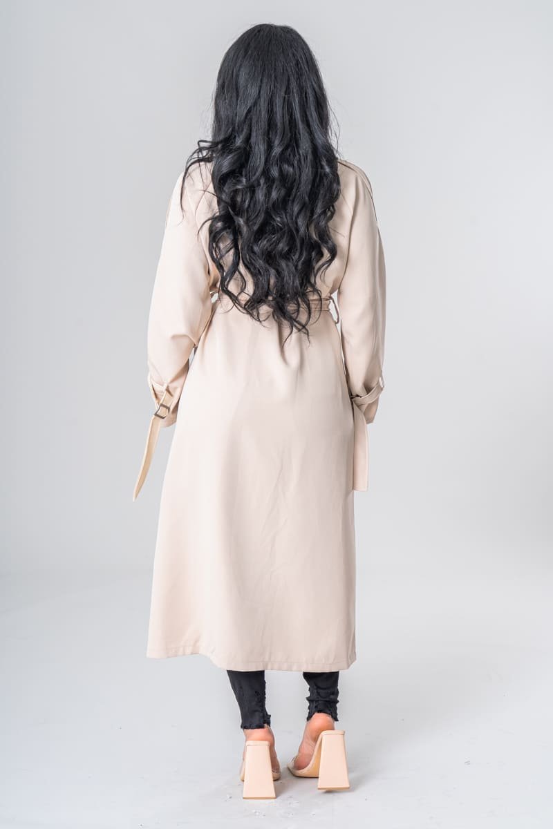 Gurina | Élégant Trench-Coat Beige avec Ceinture