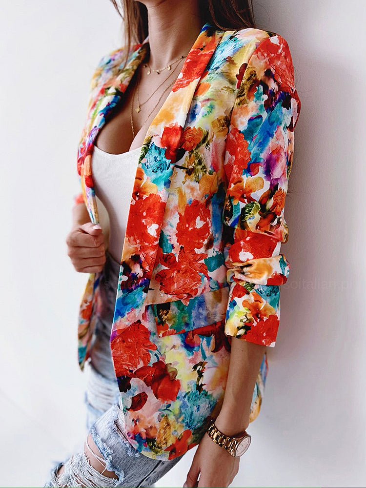 Aimée | Blazer Fleuri Multicolore Élégant et Chic pour Femme - Parfait pour le Bureau et les Sorties