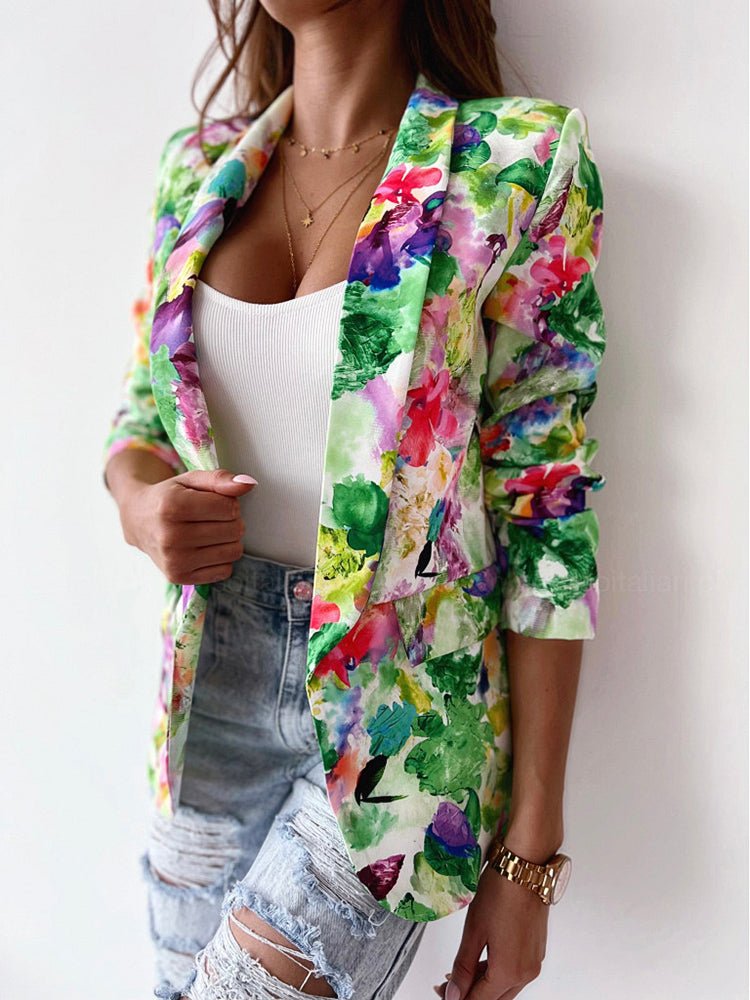 Aimée | Blazer Fleuri Multicolore Élégant et Chic pour Femme - Parfait pour le Bureau et les Sorties