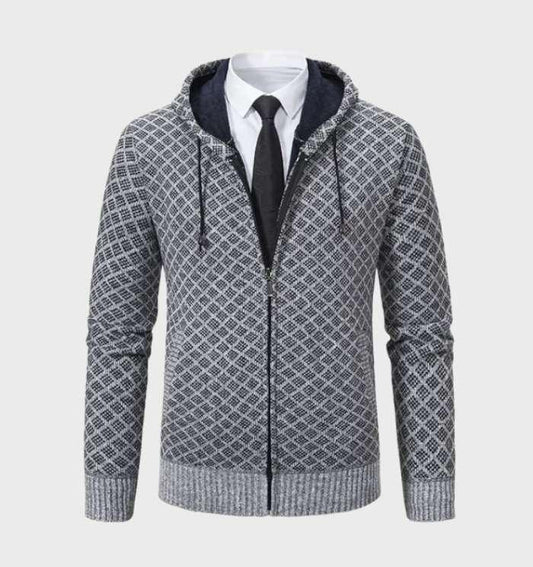 Xsander | Veste Argyle avec Capuche à Cordon et Fermeture Zippée Intégrale